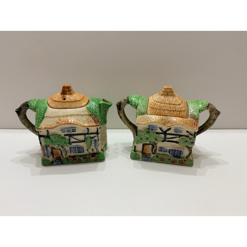 Vtg Cottage Sugar & Creamer Otagiri‎ Japanese Porcelain Country Farmhouse
